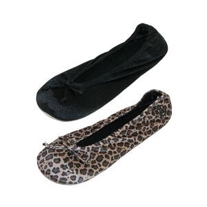 Isotoner Women's Satin Classic Ballerina Slippers (Pack of 2)